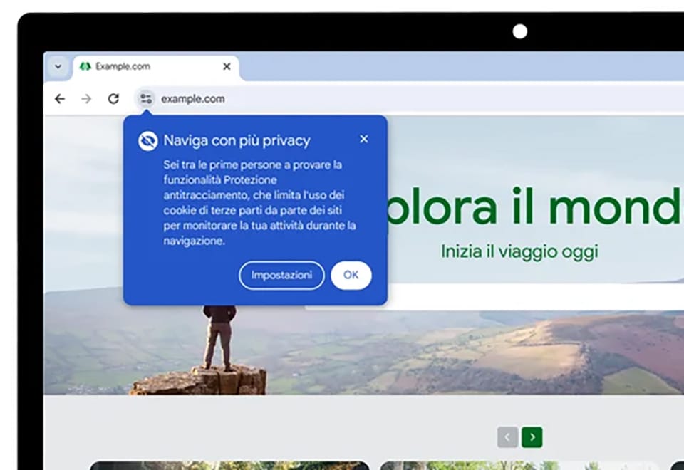 chrome privacy popup