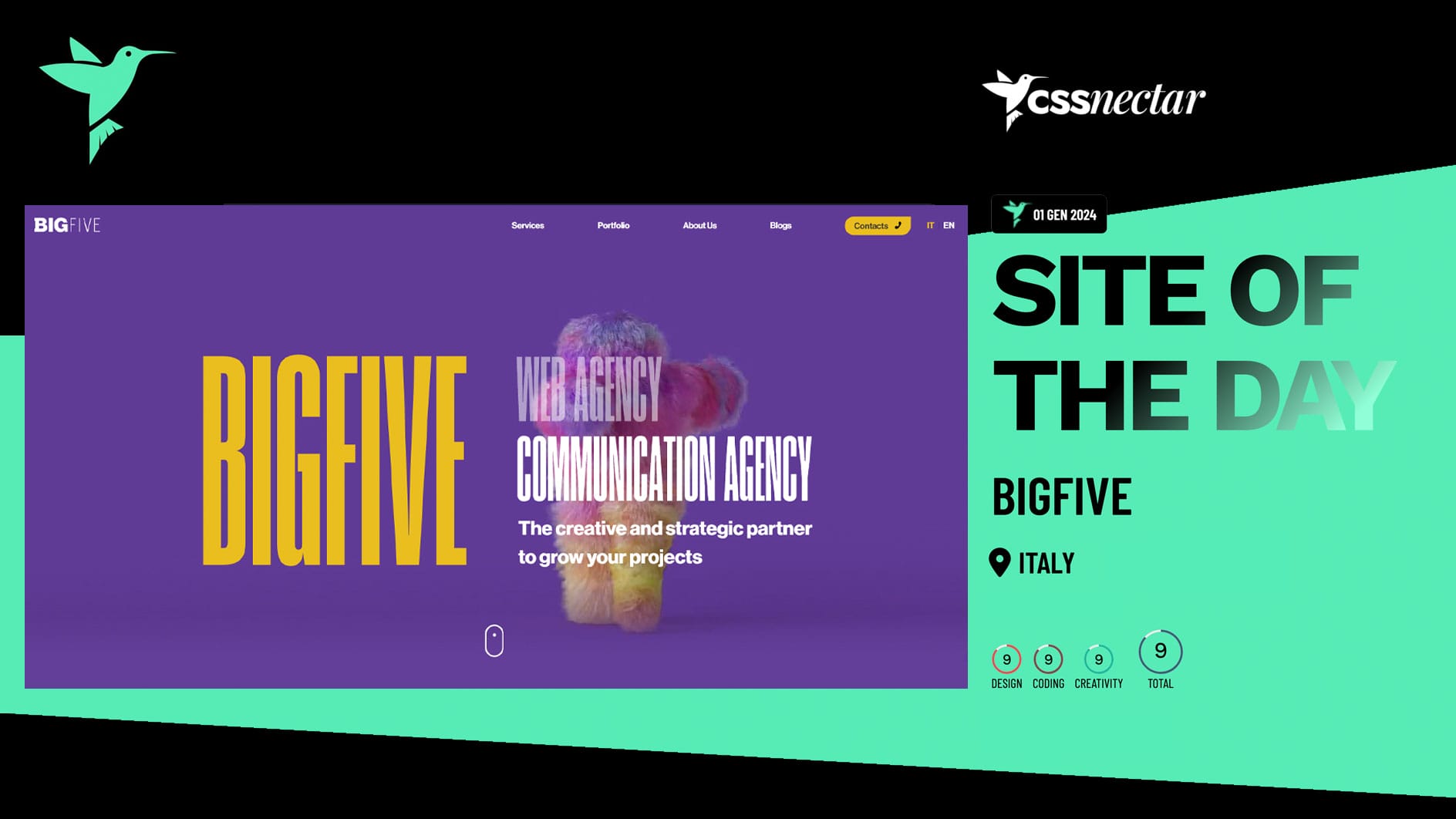 BigFive.it Selected As Site Of The Day By CSS Nectar 🏆